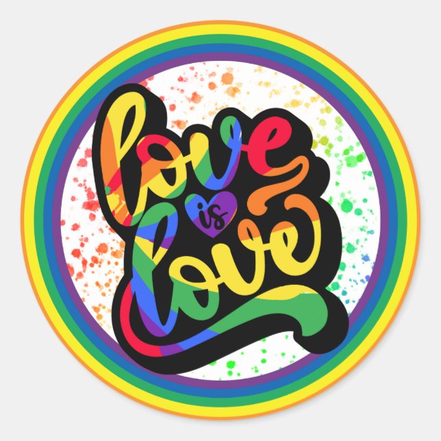 Love is Love Pride Sticker, LGBTQ+ Sticker (Devant)