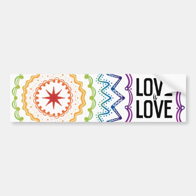 Love is Love Rainbow Bumper Sticker (Devant)