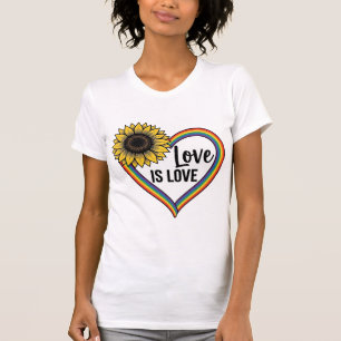 Love Is Love Tournesol Cœur Vintage Vector T-Shirt