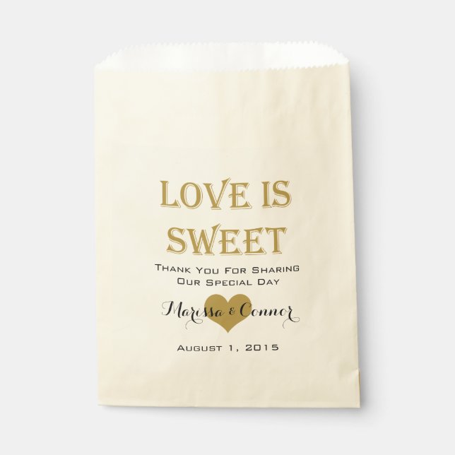 Love Is Sweet Black and Gold Mariage Sacs (Devant)