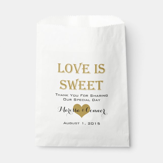Love Is Sweet Black and Gold Mariage Sacs (Devant)
