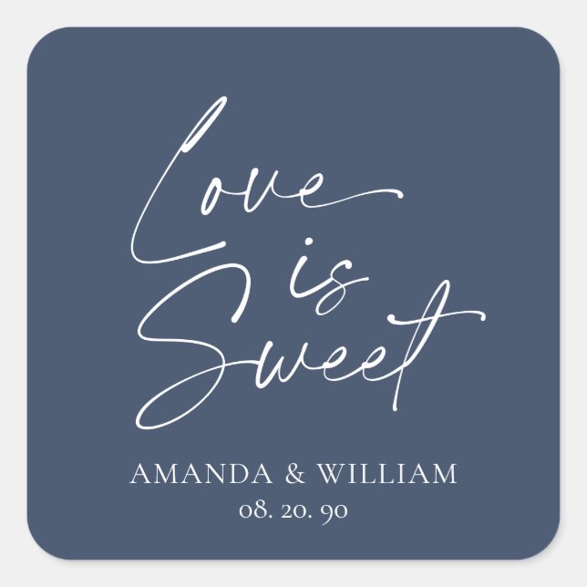 Love is Sweet Mariage Sticker - Marine & White (Devant)