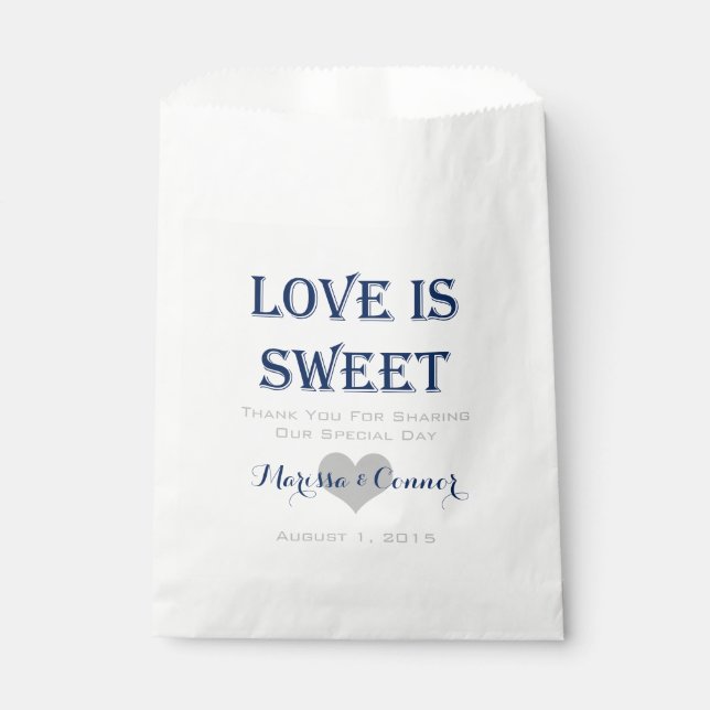 Love Is Sweet Navy et Grey Mariage Sacs (Devant)