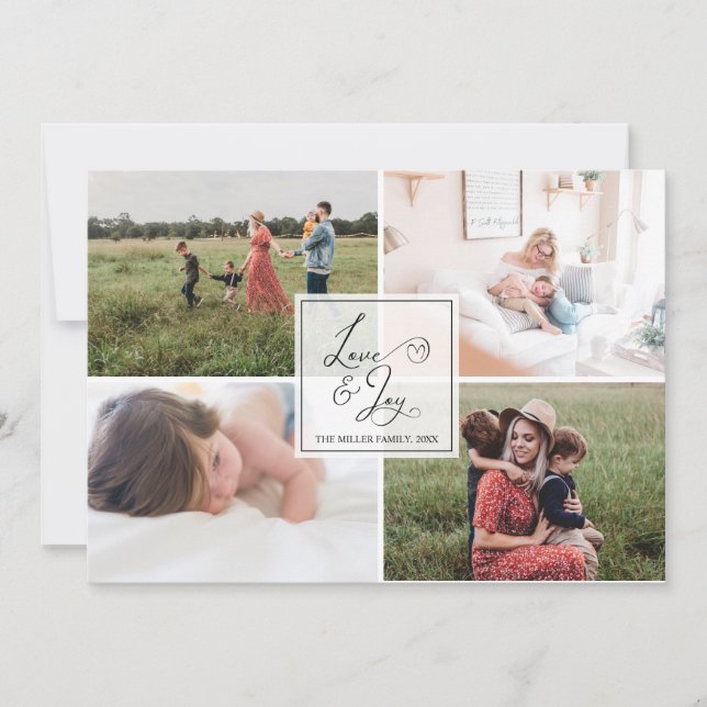 Love & Joie | Carte de Noël simple avec collage de (Devant)