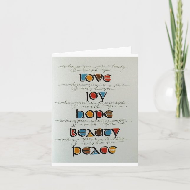 LOVE JOPE HOPE PEACE BEAUTY CARTE POUR NOTES (Devant)