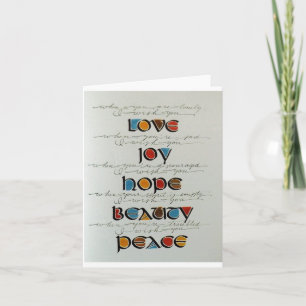 LOVE JOPE HOPE PEACE BEAUTY CARTE POUR NOTES