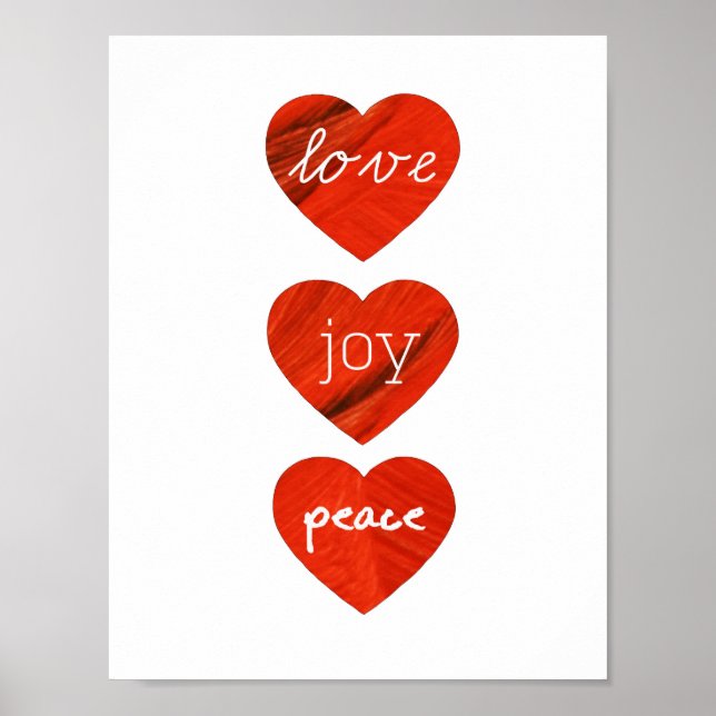 Love Joy Peace Hearts Poster (Devant)
