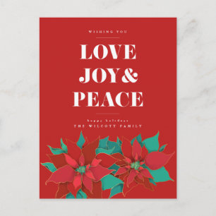 LOVE JOY & PEACE Joyeuse Carte postale de Noël