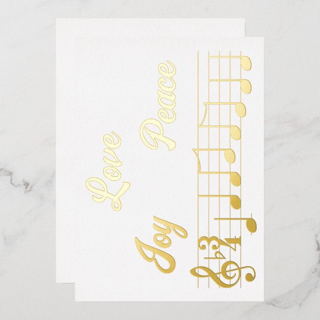 Love Joy Peace Music Notes Joyeux Noël (Recto/Verso)