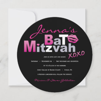 LOVE & KISSES CHAUD ROSE Bat mitzvah Invitation