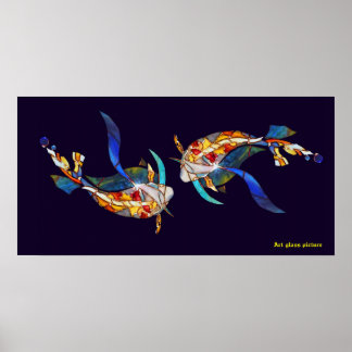 Love Kissing Koi fish Wedding Posters horizontal