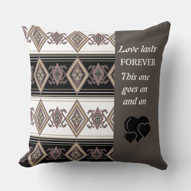 Love Lasts Forever Folk Art Design Coussin (Recto)