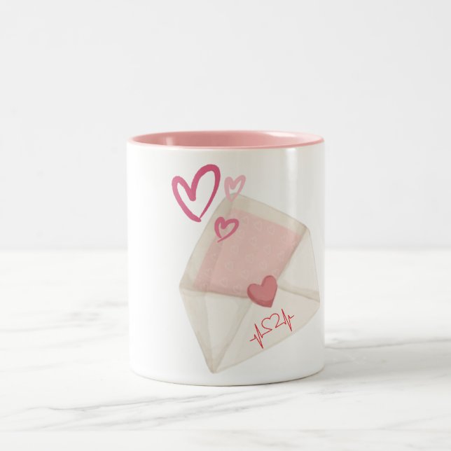 Love Letter Mug - Enveloppe romantique & Coeur ros (Centre)