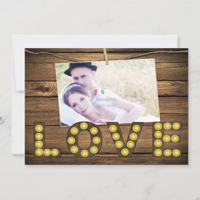 LOVE Lighters Photo Rustic Invitation (Devant)