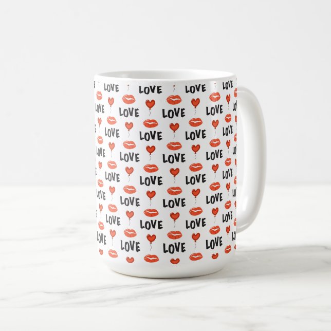 Love Lips and Hearts Coffee Mug (Devant droit)