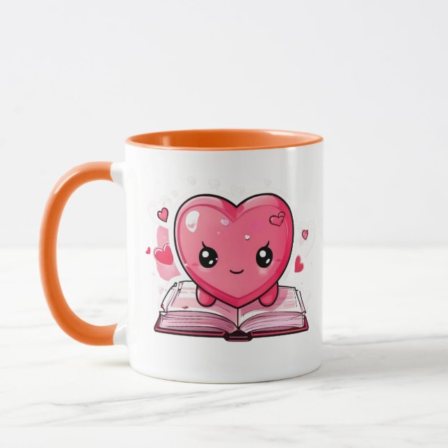 Love & Literature Mug – Cute Heart Reading Mug (Gauche)