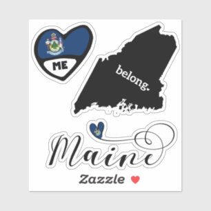 Love Maine, 3 Designs, Die Cut Stickers