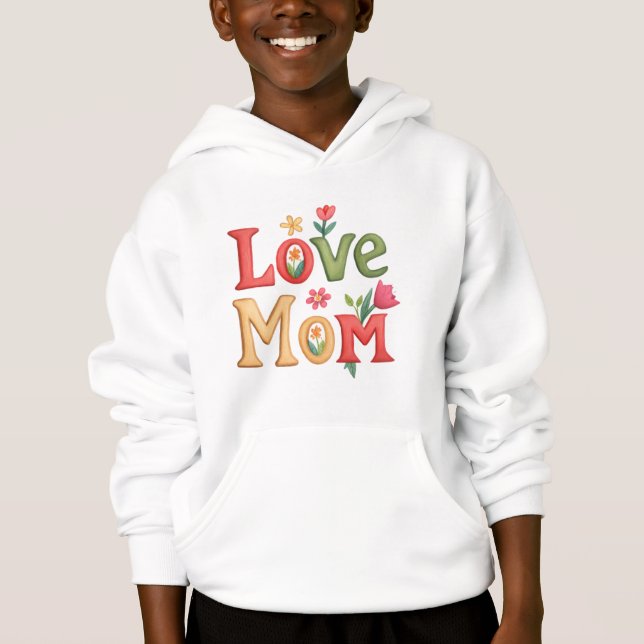 Love Maman Texte avec Fleurs (Devant)