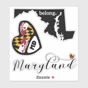 Love Maryland, 3 Designs, Die Cut Stickers