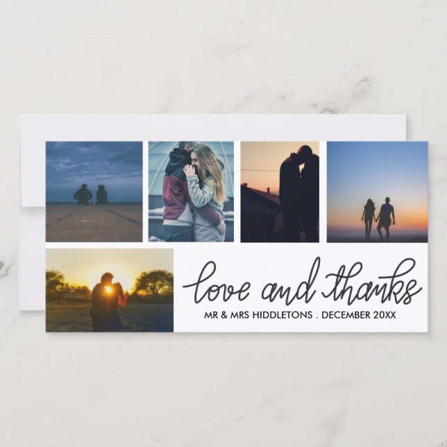 Love & Merci Mariage Script Five Photo Collage (Devant)