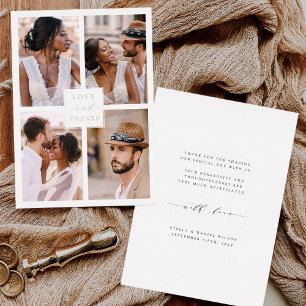 Love & Merci Rose Gold Foil Photo Carte de remerci