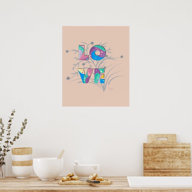 LOVE Modern Cool Typography Poster graphique Impri (Cuisine)