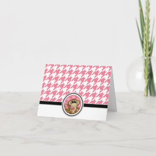 Love Monkey personnalisé Pink Houndstooth Cartes
