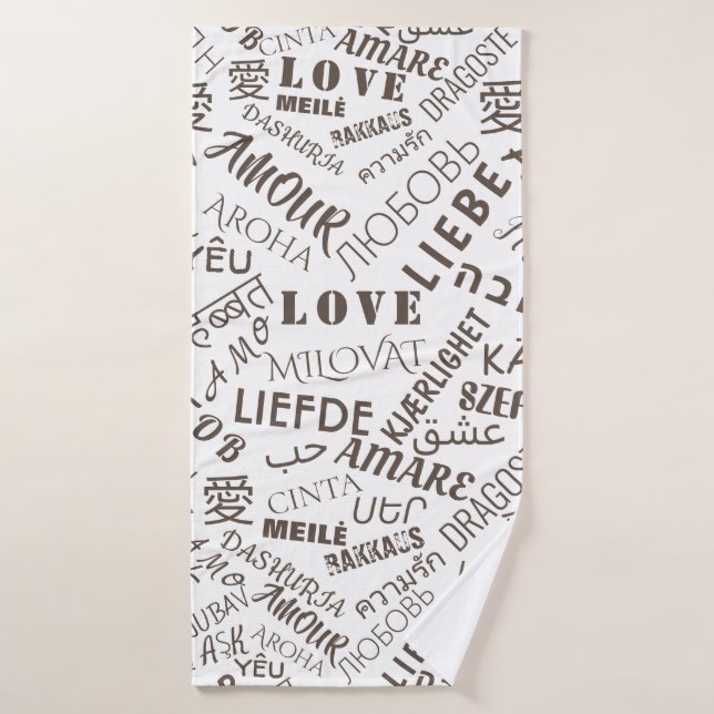 LOVE - Multi Language - Personnalisable Internatio (Serviette de bain)