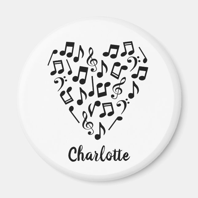 Love Music Black Music Notes Heart Name Magnet (Devant)