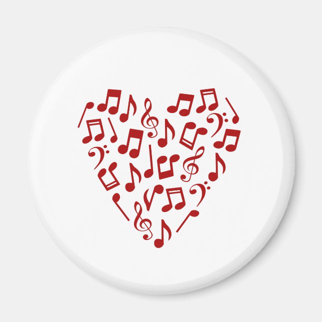 Love Music Red Music Notes Heart Magnet (Devant)
