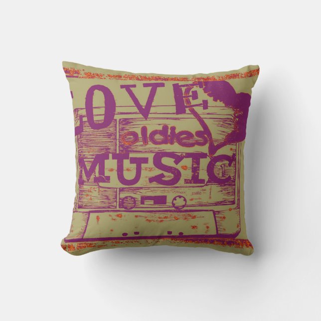 Love musique vieux Vintage Coussin (Recto)