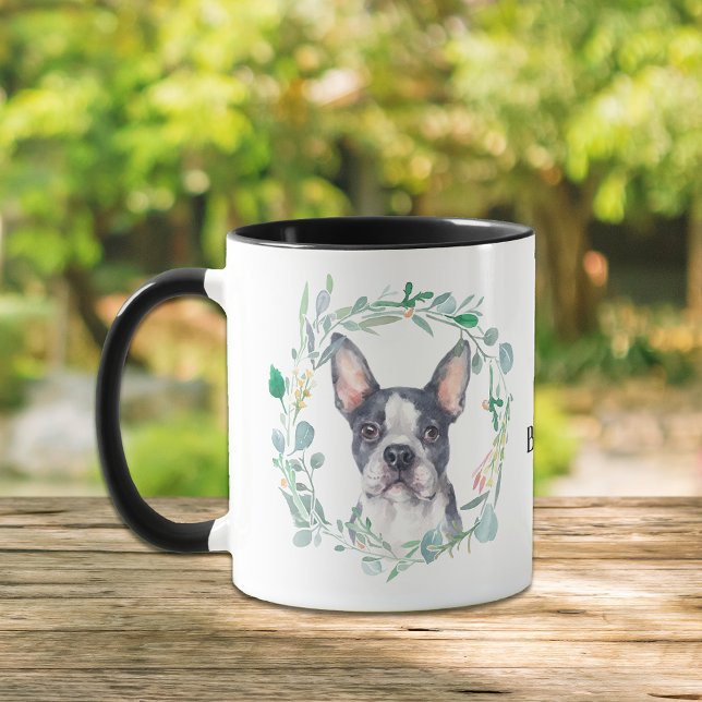 Love My Boston Terrier Wreath Coffee Mug (Créateur téléchargé)