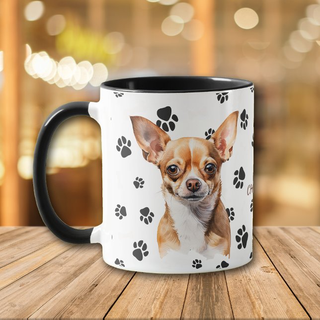 Love My Brown Chihuahua Dog Pawprint Mug (Créateur téléchargé)