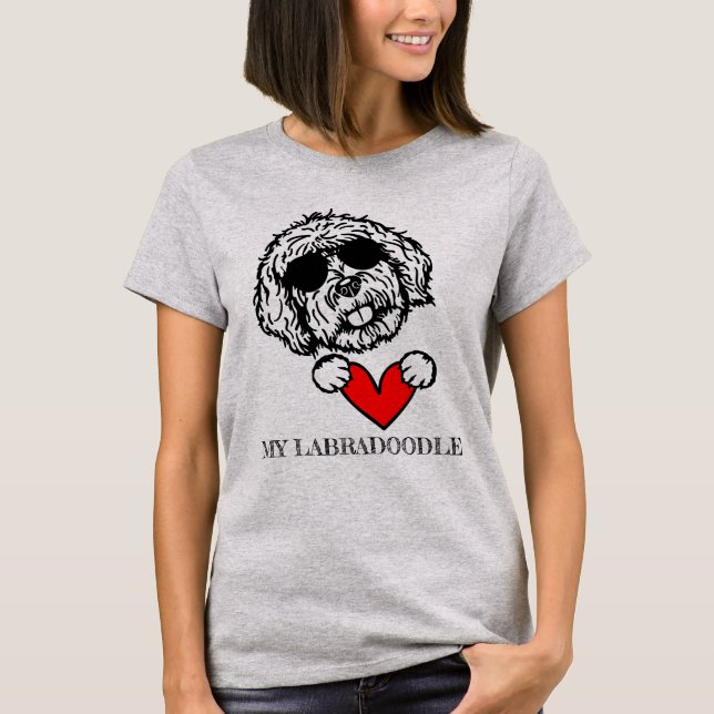 Love My Labradoodle Chien Coeur T-Shirt (Devant)