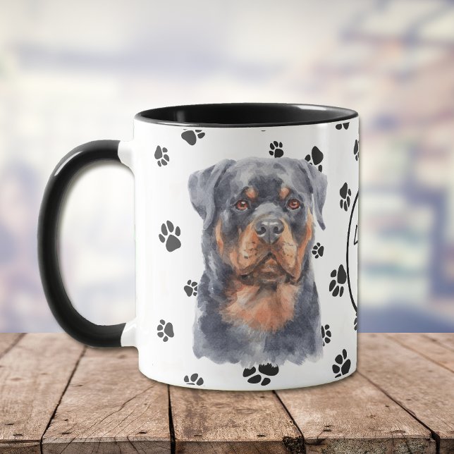 Love My Rottweiler Chien Pawprint Mug (Créateur téléchargé)