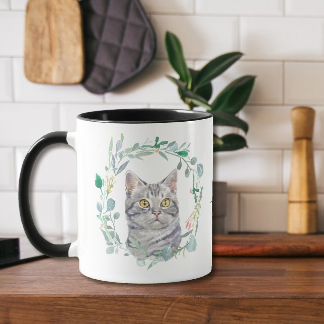 Love My Tabby Cat Wreath Coffee Mug (Créateur téléchargé)