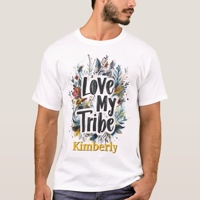 Love My Tribe Bohemian Yellow Name Tshirt Custom (Devant)