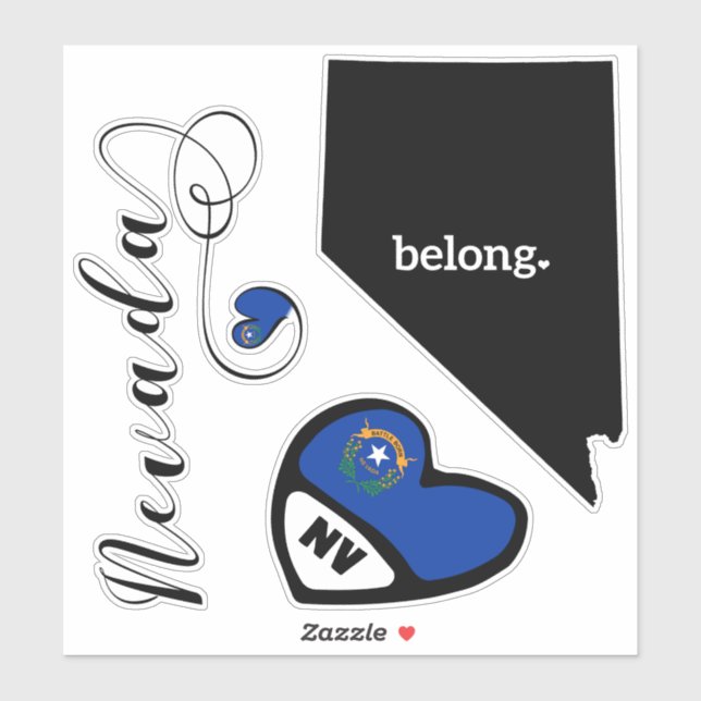 Love Nevada, 3 Designs, Die Cut Stickers (Feuille)