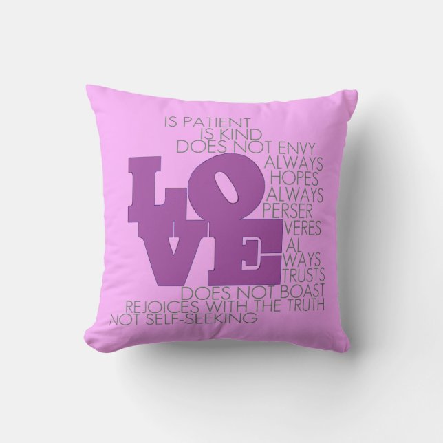 Love Never Fails Coussin (rose) (Recto)