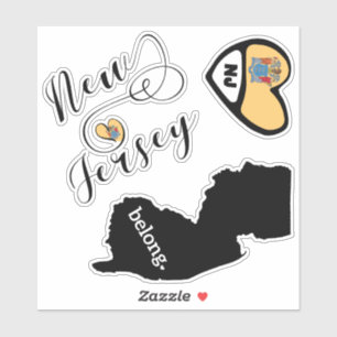 Love New Jersey, Feuille de Stickers Coupe Die