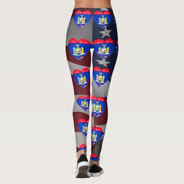 Love New York Patriotic Flag Fun Leggings (Dos)