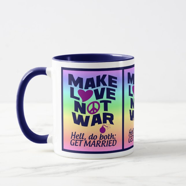 Love Not War tasse - choisir style & couleur (Gauche)