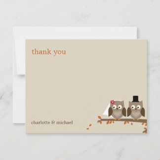 Love Owls Mariage de automne Merci Cartes