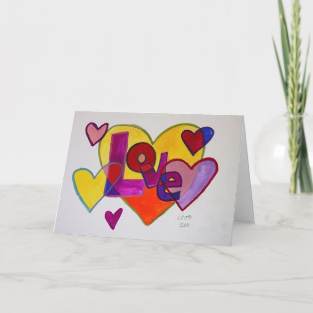 Love Patchwork Hearts Carte de voeux ou cartes de  (Devant)