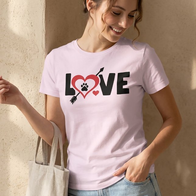 Love Paw Chat Chien Valentine T-Shirt (Créateur téléchargé)