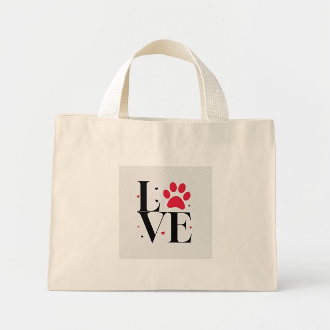 Love Paw Print – Cute Pet Lover Tote Bag (Devant)