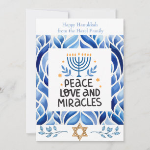 Love, Peace et Miracles Hanoukka Cartes