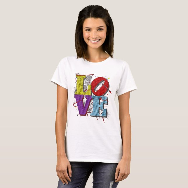 LOVE Pop Art  – Retro Valentine’s T-Shirt (Devant entier)