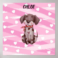 "LOVE PUPPY" AVEC POSTER DE COEURS ROSE ET BLANC