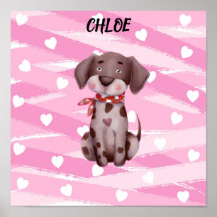 "LOVE PUPPY" AVEC POSTER DE COEURS ROSE ET BLANC